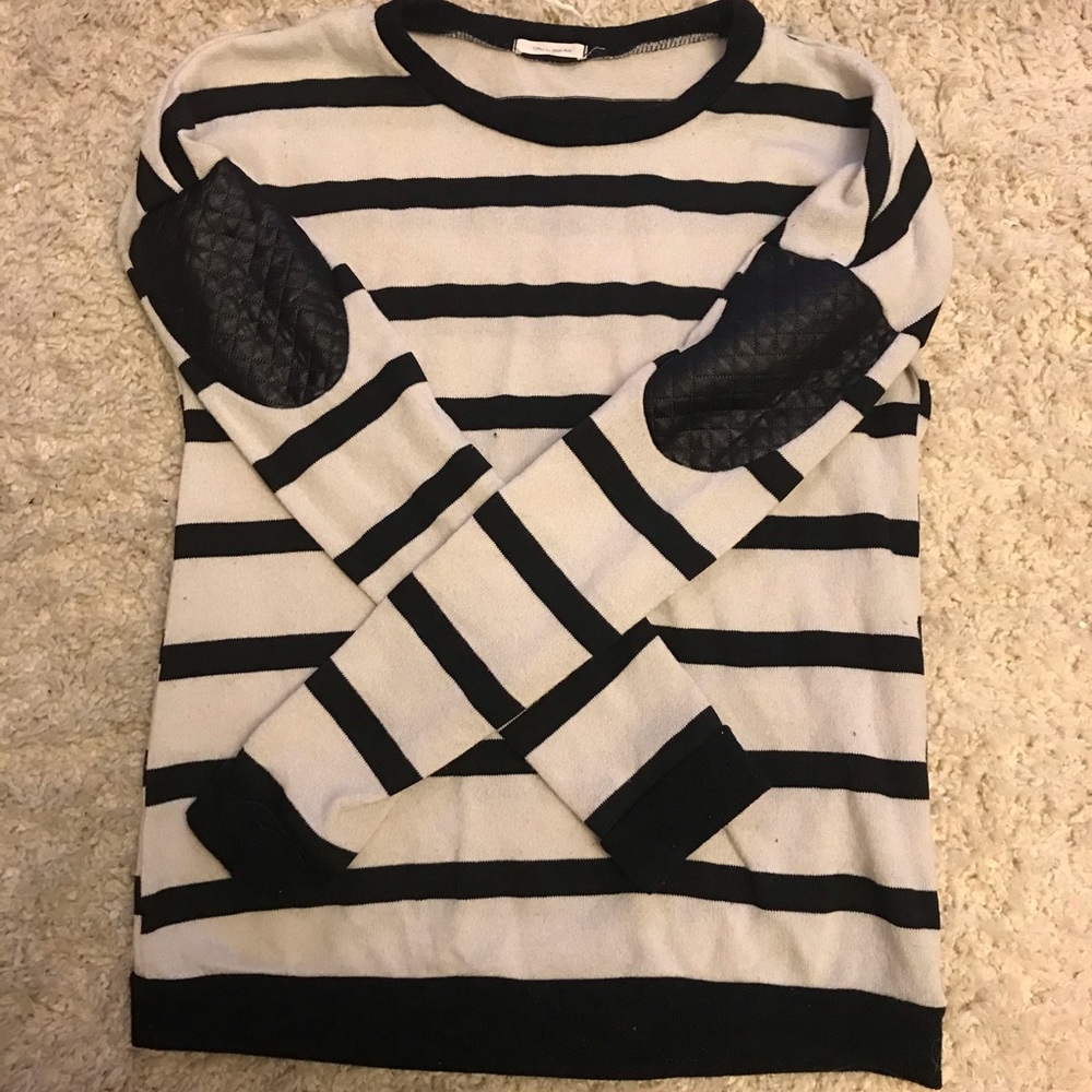 Striped elbow patch sweater
